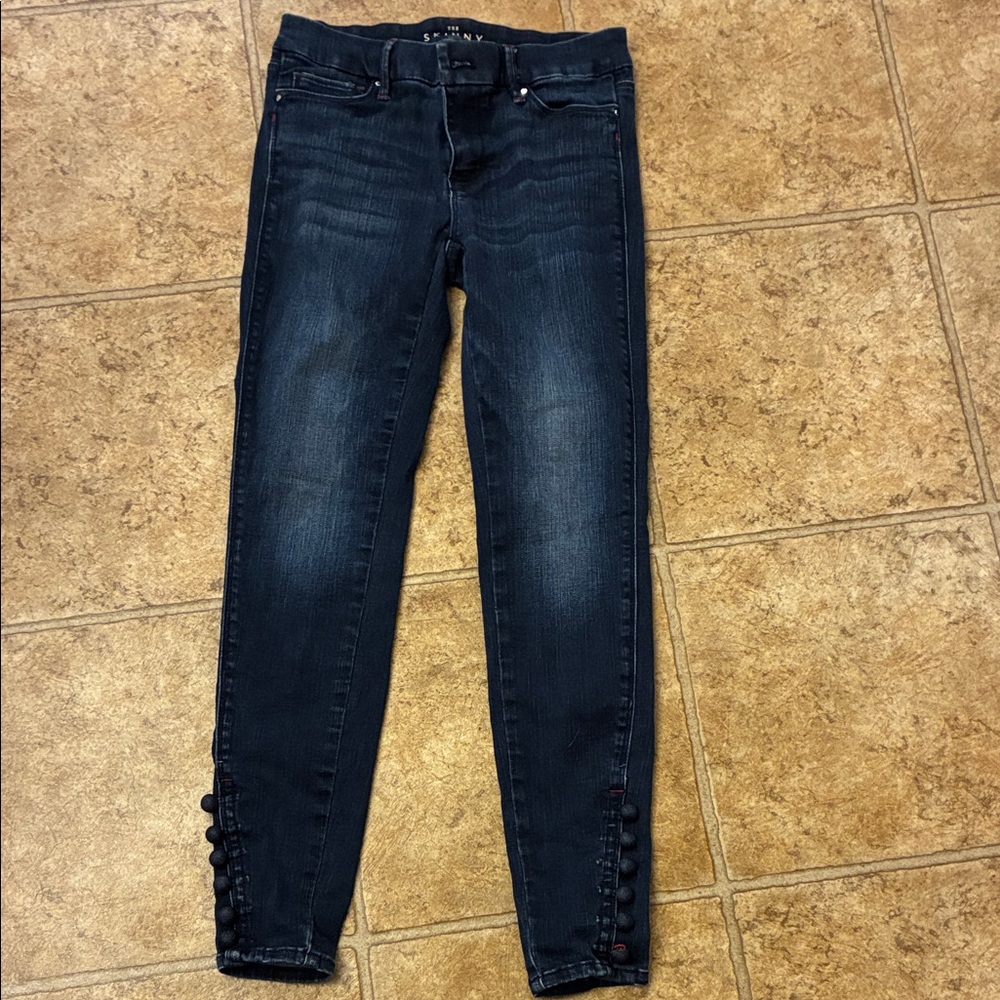 White House Black Market Dark Blue The Skinny Jeans with Button Hem